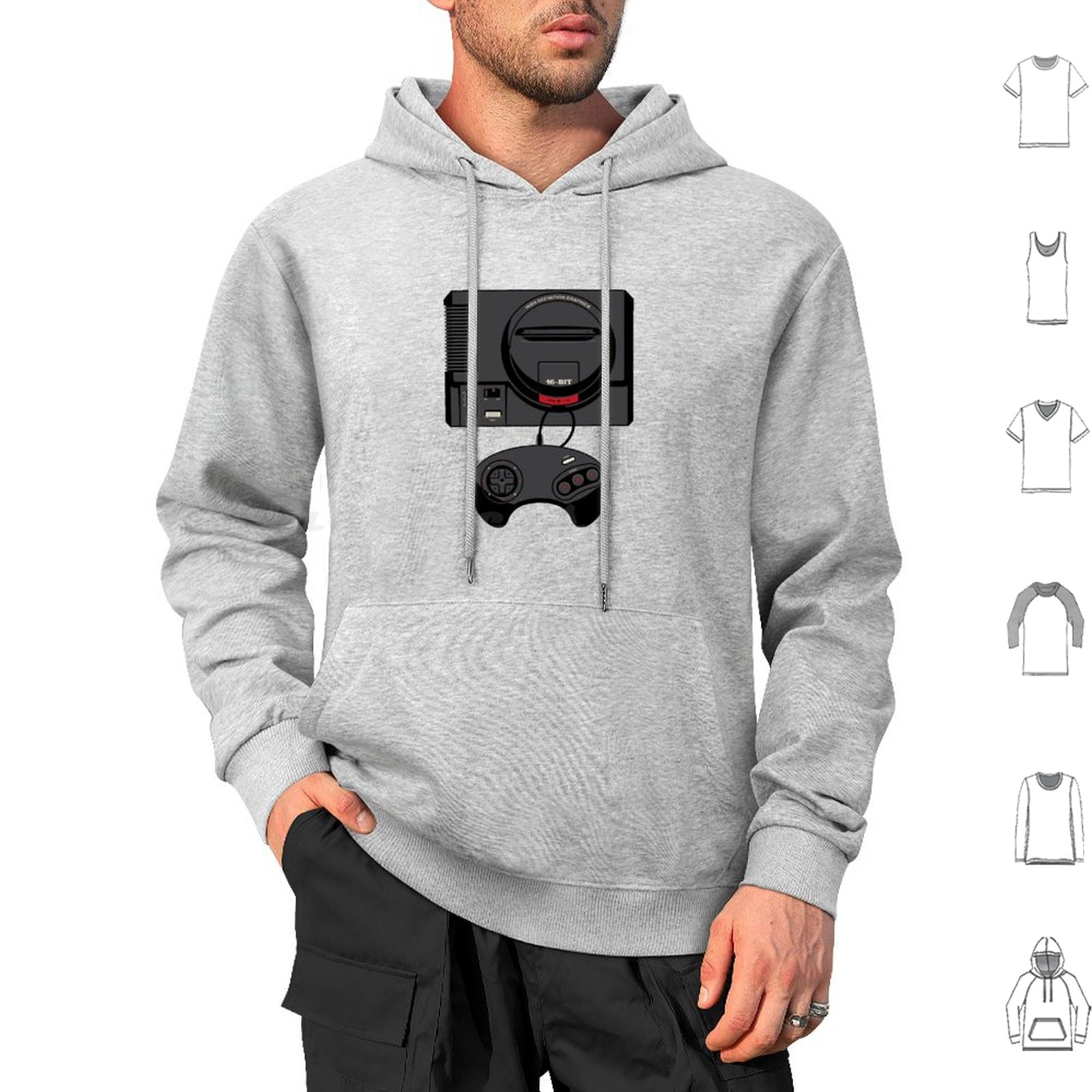 Retro Black 16-Bit Hoodies Lon - Gaming Console Genesis 评论和价格