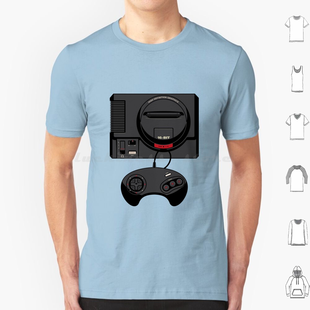 Retro Black 16-Bit T Shirt Men - Gaming Console Genesis 评论和价格