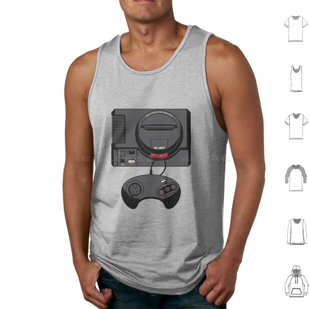 Retro Black 16-Bit Tank Tops P - Gaming Console Genesis 评论和价格