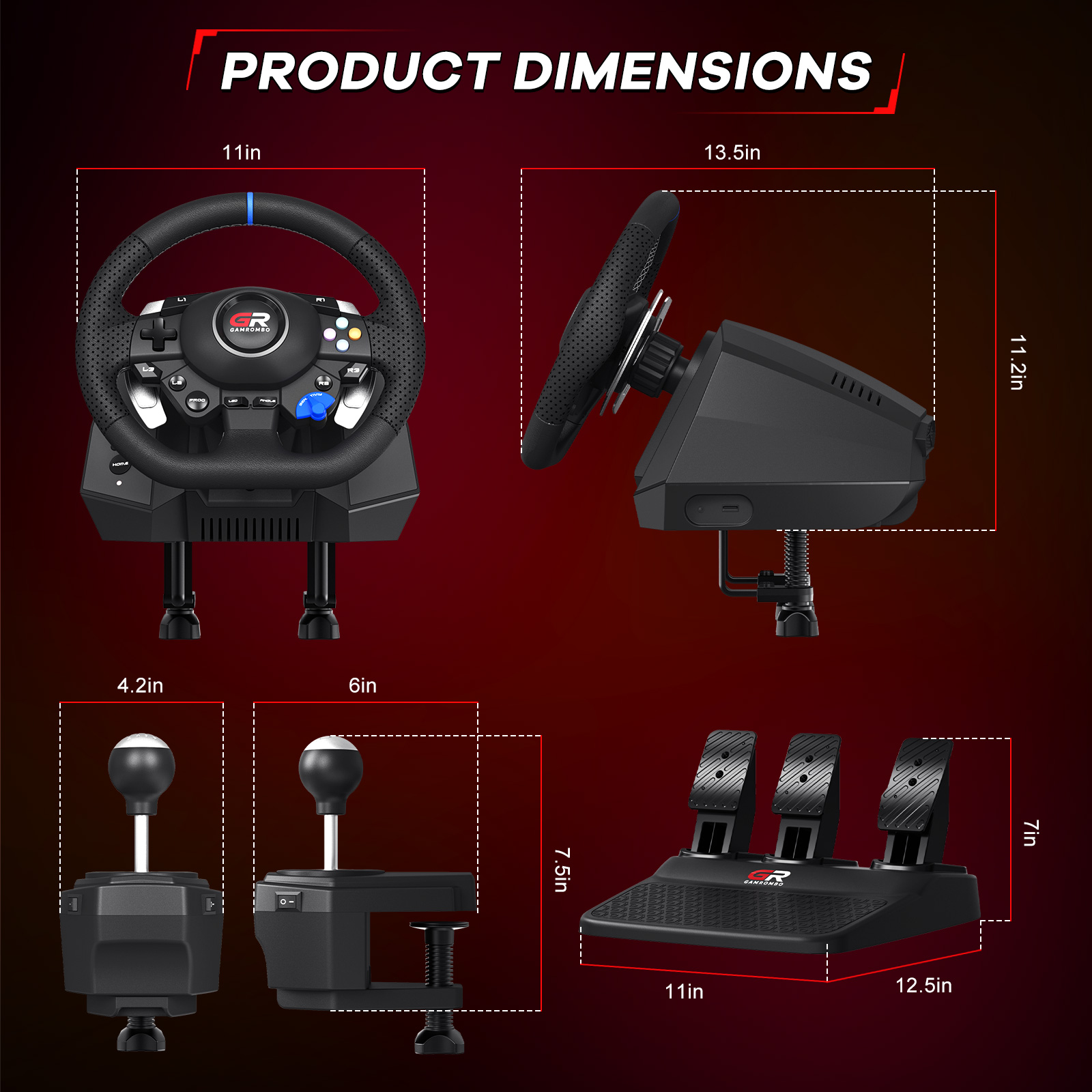 F127 Gaming Steering Wheel For - Racing Pedal Set 评论和价格